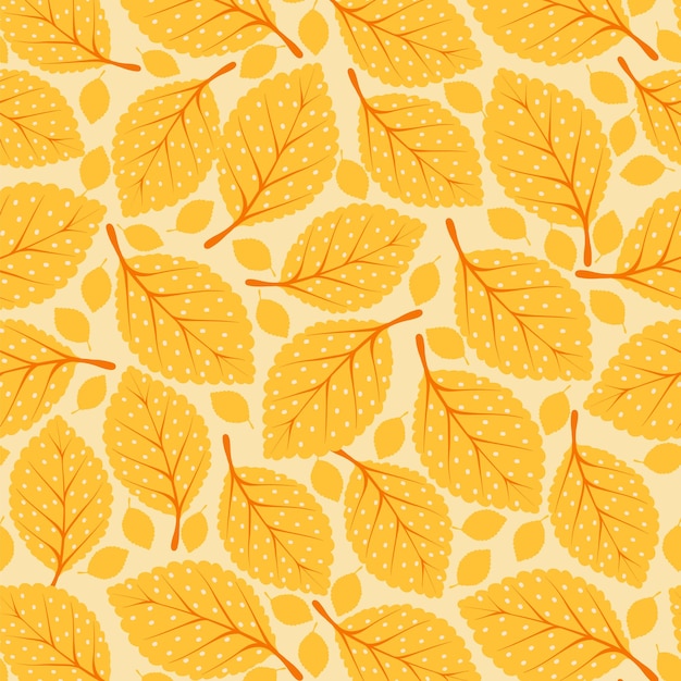 Hojas amarillas doradas sobre un fondo beige suave patrón de naturaleza de otoño repetible simple y elegante
