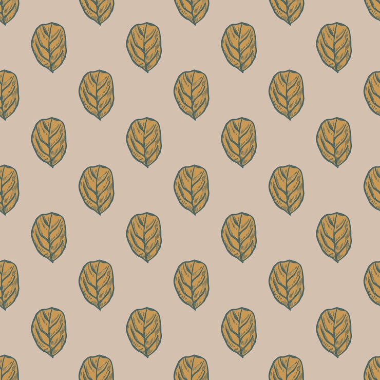 Vector hojas de árbol grabadas de patrones sin fisuras fondo vintage botánico con follaje en estilo dibujado a mano