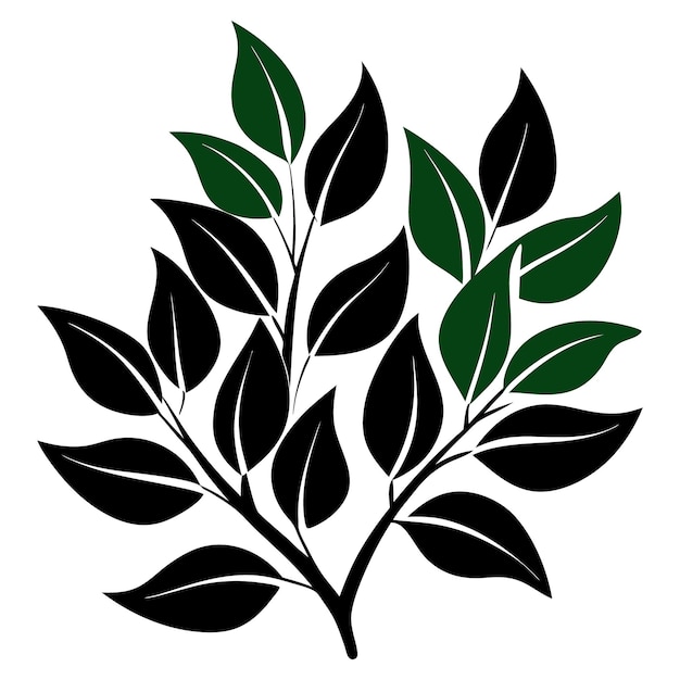 hojas de árbol con silueta en fondo blanco