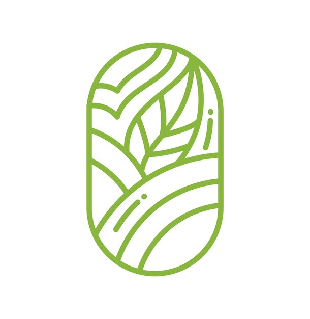 Hojas de árbol de té de vector verde para café o etiqueta de producto agrícola Logotipo ecológico Diseño de planta orgánica