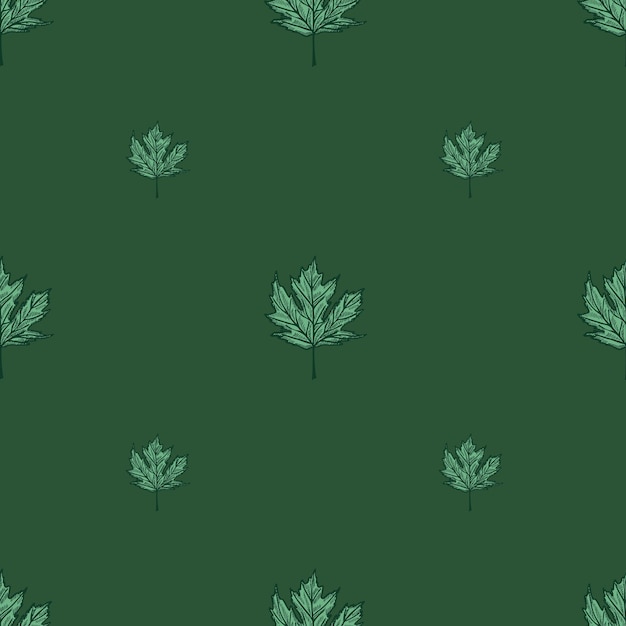 Hojas de arce canadiense grabado de patrones sin fisuras Fondo vintage botánico con follaje en estilo dibujado a mano