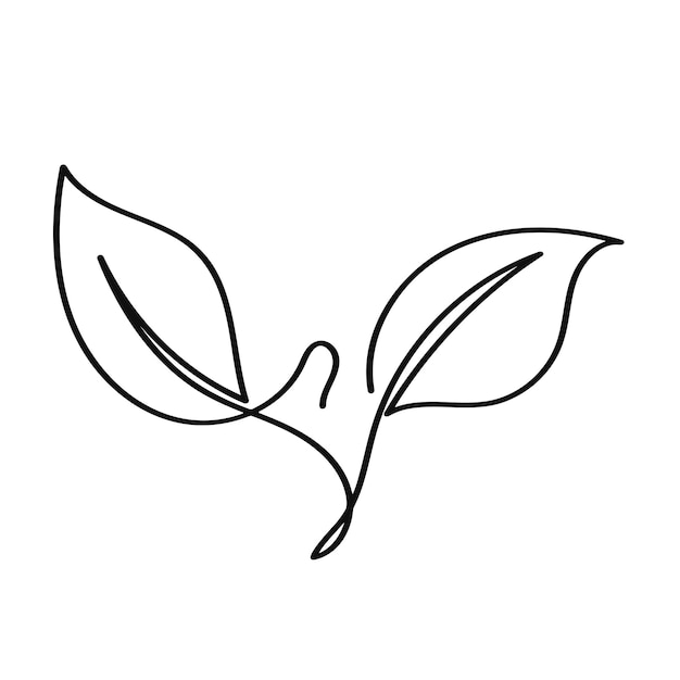 Las hojas de arte de línea dibujada a mano una ilustración vectorial continua