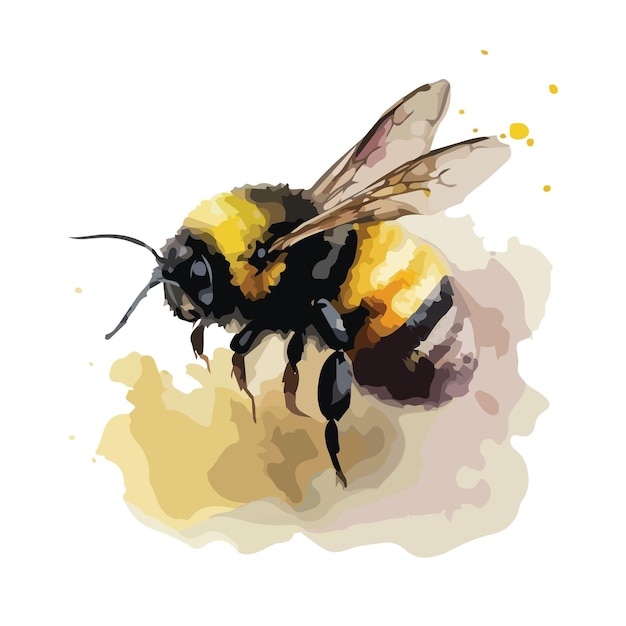 Hojas de campana de la flor de la abeja hormiga de acuarela