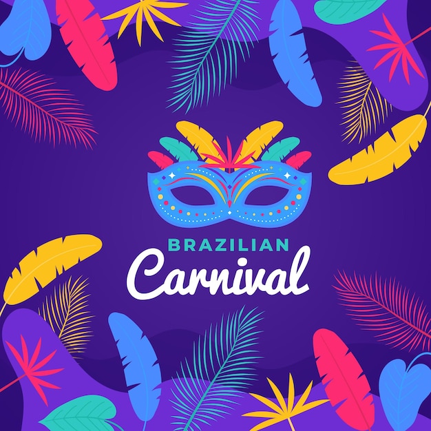 Vector hojas de carnaval colorido brasileño de diseño plano
