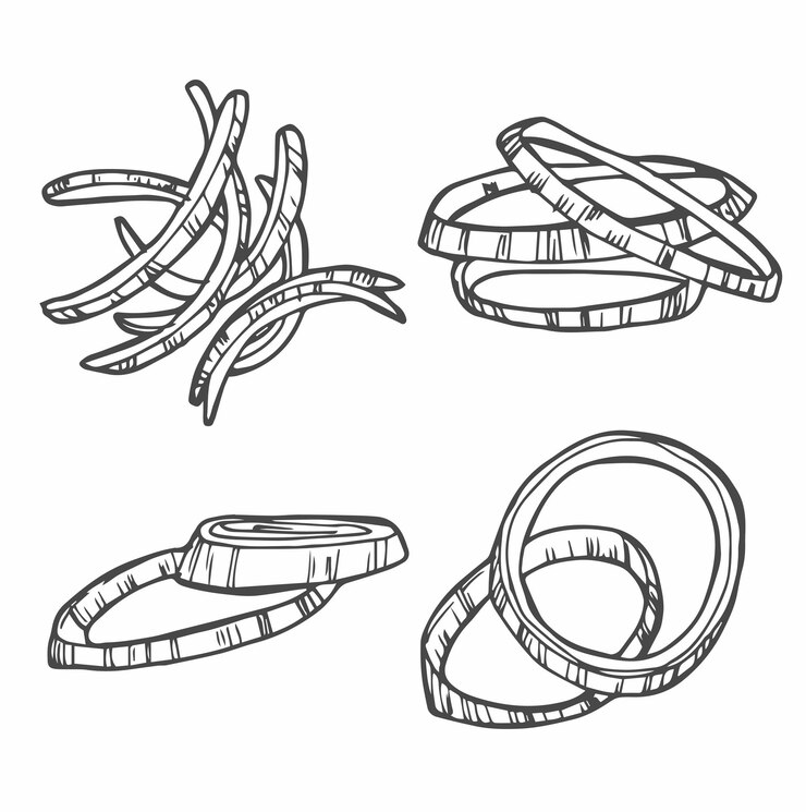 Vector hojas de cebolla juego de grabado vectorial de racimo de verdura cebolla verde picada aislada sobre fondo blanco