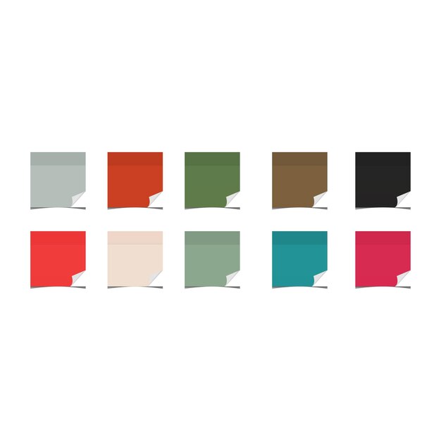 Hojas de colores para notas adhesivas sobre fondo blanco