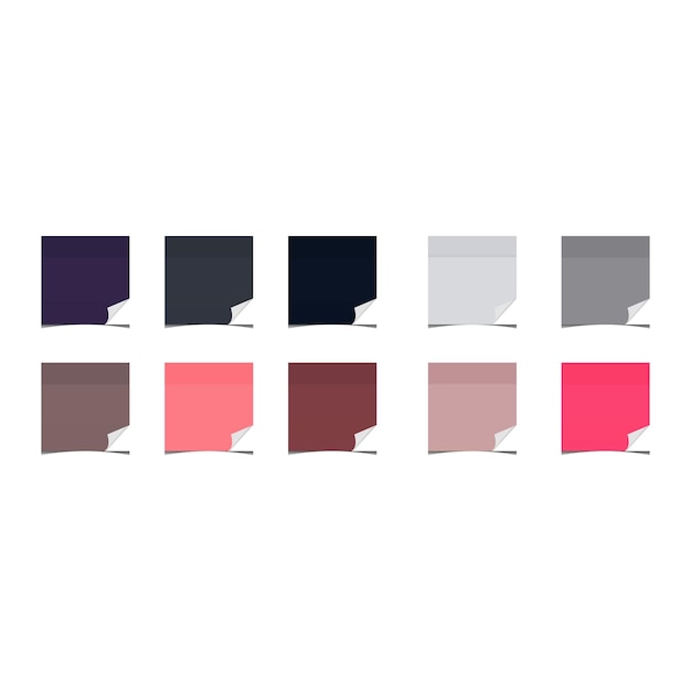 Hojas de colores para notas adhesivas sobre fondo blanco