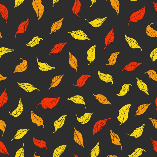 Hojas de colores patrón sin costuras con ilustración de forma vectorial