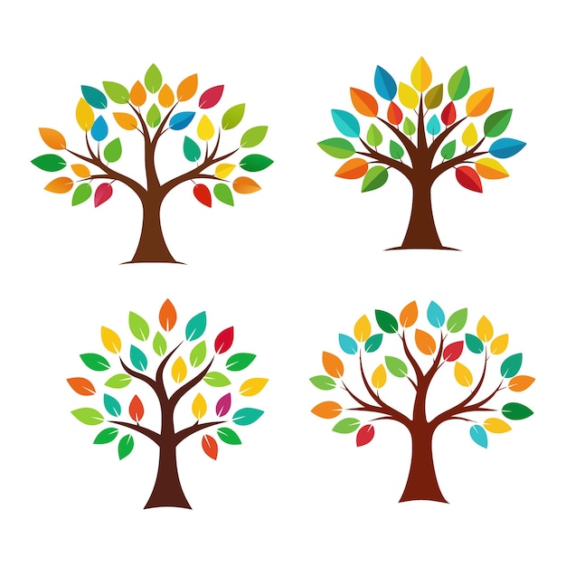 con hojas coloridas en el árbol blanco