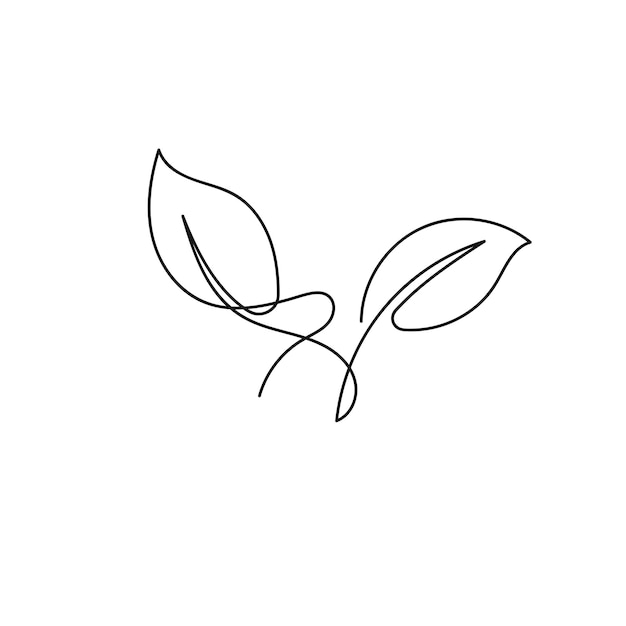 Hojas dibujadas a mano una línea continua de arte Ilustración vectorial