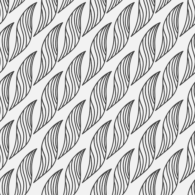 Vector hojas dibujadas a mano monocromo de patrones sin fisuras