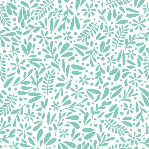 Hojas ditsy blancas y patrón de repetición del vector de la flor impresión de flores pequeñas primavera verde linda
