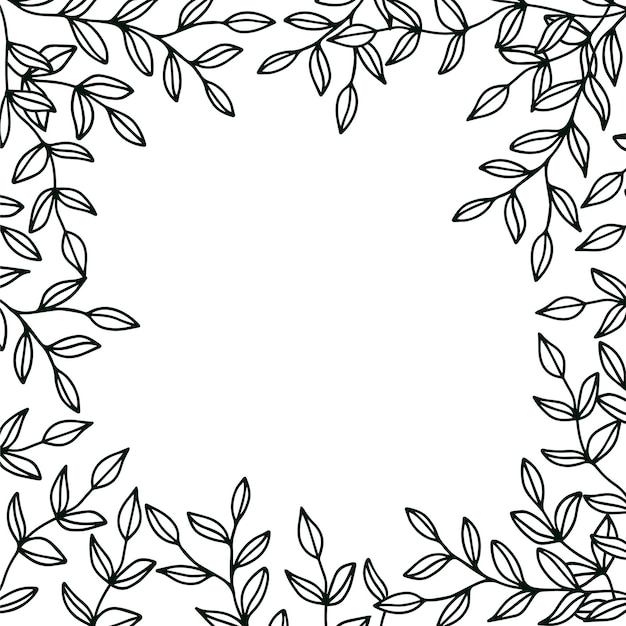 Vector hojas doodle corona de hojas de contorno lindo fondo vectorial