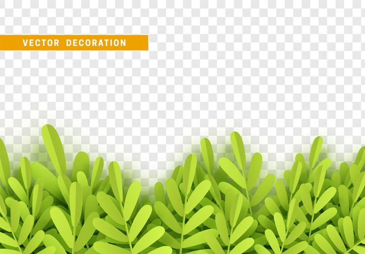 Vector hojas y estilo de dibujos animados de arte de papel de hierba. borde decorativo hecho de hojas aisladas. ilustración vectorial