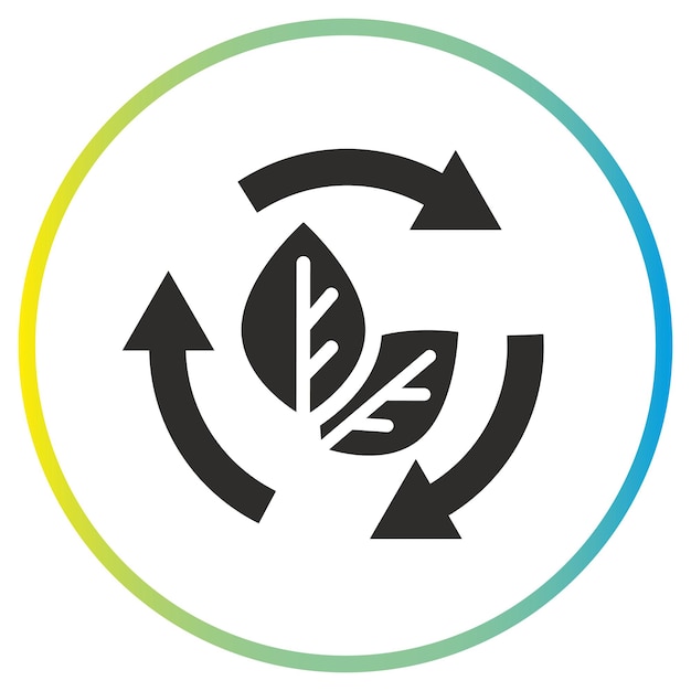 hojas en flechas giratorias icono etiqueta ecológica cero residuos