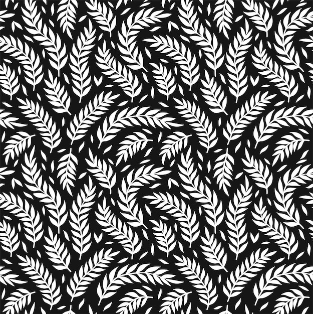 Hojas, flores, plantas florales de patrones sin fisuras. Vector dibujado a mano ilustración de estilo de dibujo escandinavo. Floral, hojas imprimir concepto de patrones sin fisuras