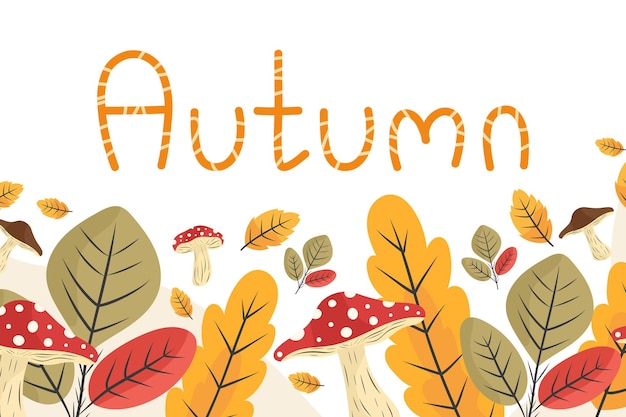 Hojas de fondo con letras de otoño dibujadas a mano