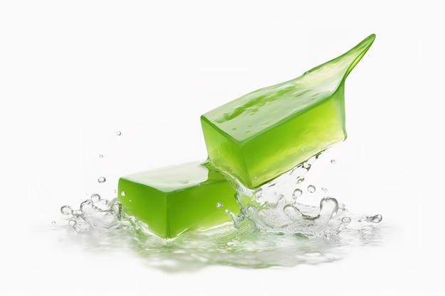 Vector hojas frescas de aloe vera sobre un fondo blanco