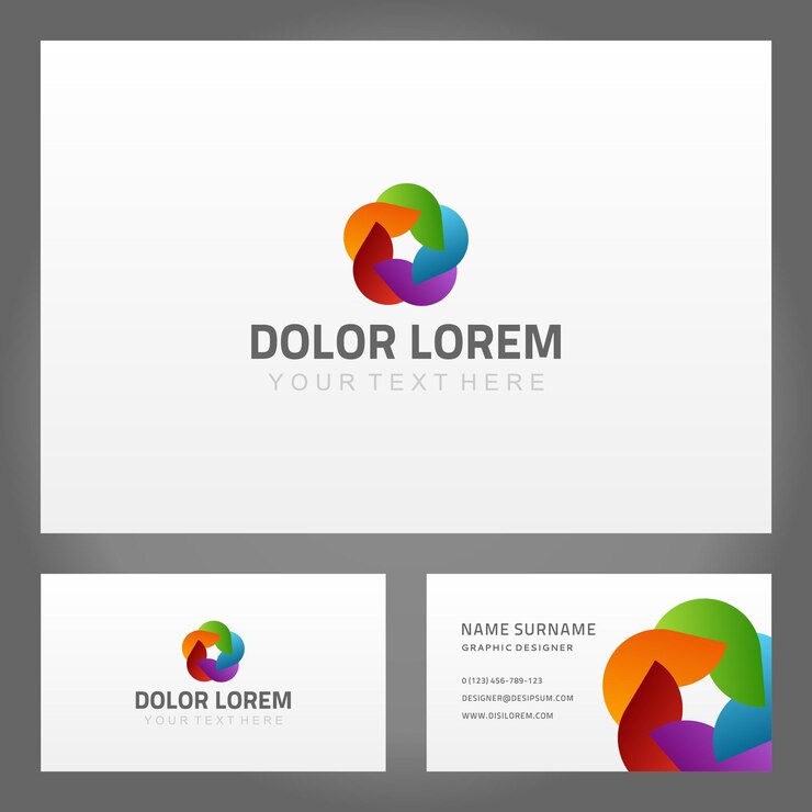 Vector hojas geométricas curvas brillantes forma de círculo abstracto plantilla de diseño de tarjeta de visita ilustración vectorial colección figura multicolor hoja redondeada marca identificación privilegio maqueta exclusiva