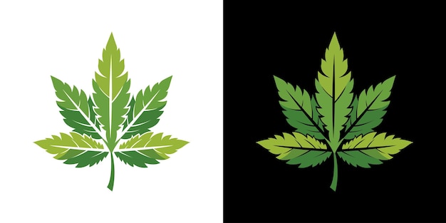 Hojas de hierba de marihuana de cannabis vectorial libre dispuestas en estilo plano
