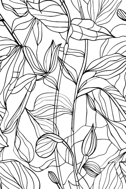 Hojas lineales de la selva patrón sin costuras papel tapiz floral textura de verano fondo planta de la naturaleza