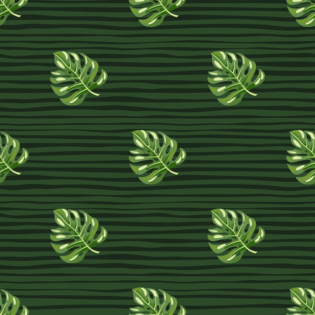 Hojas de monstera estilizadas patrón sin costuras Fondo de hoja Selva hawaiana floral telón de fondo Plantas de selva exótica fondo de pantalla sin fin V