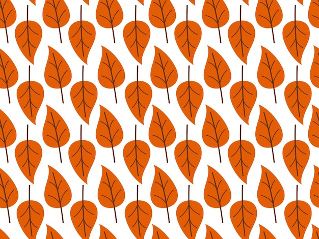 Hojas de naranja dibujadas a mano Patrón sin costuras con hojas de dibujos animados Vector de la caída de hojas de otoño