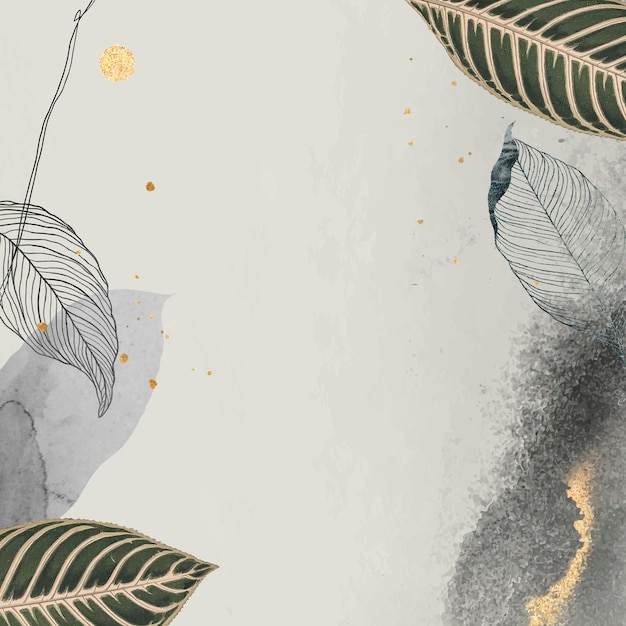 Hojas orientales y marco detallado dorado en vector beige