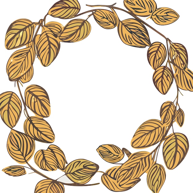 Hojas de oro vectorial en textura blanca lujo planta abstracta línea de fondo dibujado follaje vintage