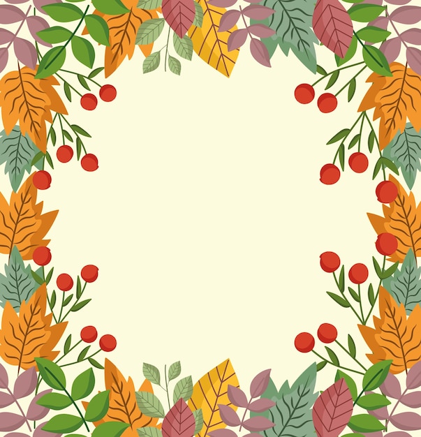 Hojas otoño baya vegetación follaje naturaleza fondo ilustración