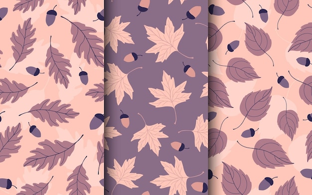 hojas de otoño conjunto de patrones sin fisuras