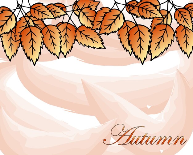 Vector hojas de otoño dibujadas a mano sobre un fondo de acuarela. fondo de otoño para texto, vector