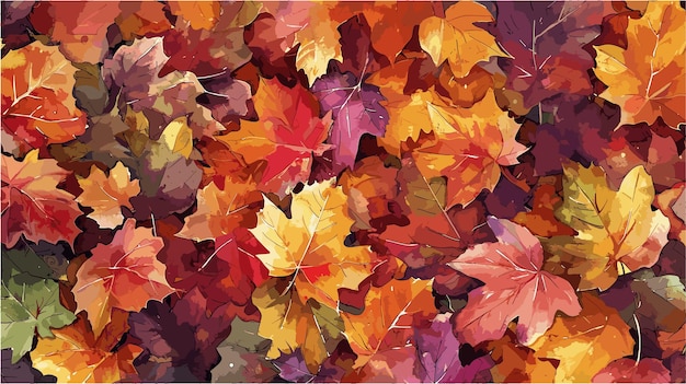 Las hojas de otoño esparcidas por el suelo Imagen de acuarela