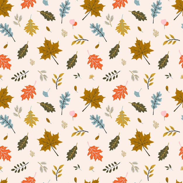 Las hojas de otoño y el follaje de temática de otoño con un patrón sin costuras