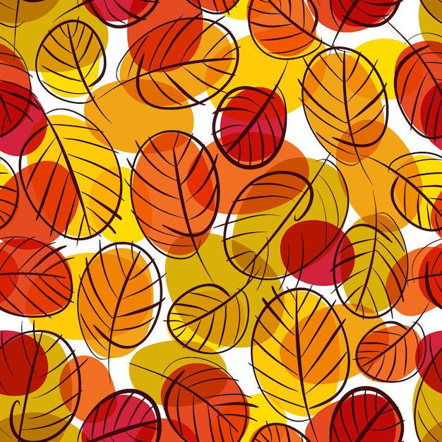 Hojas de otoño de fondo sin costura vector floral patrón sin costura dibujado a mano