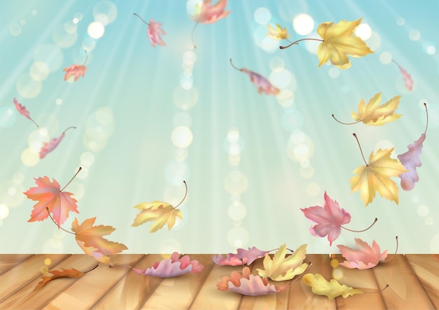 Las hojas de otoño girando en el viento