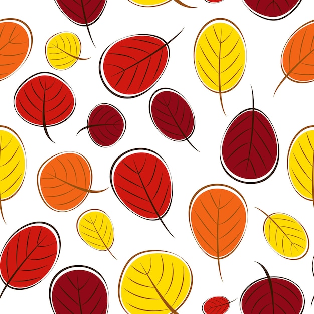 Hojas de otoño ilustración de vector de fondo de patrones sin fisuras