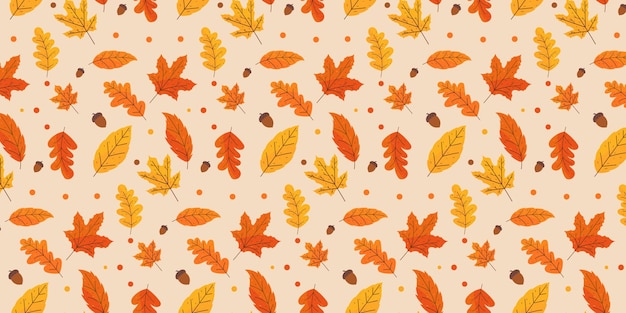 hojas de otoño marrones y secas sin fisuras patrón de fondo dibujo a mano estilo doodle