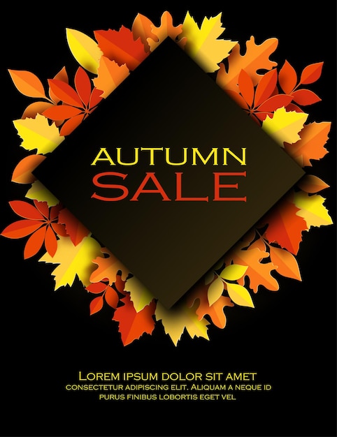 Hojas de otoño de papel de colores de fondo. ilustración de vector de estilo de corte de papel 3d de moda