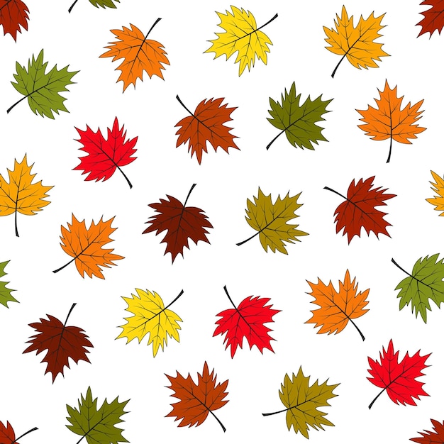 Las hojas de otoño con patrón sin costuras Ilustración vectorial Hojas multicolores de fondo