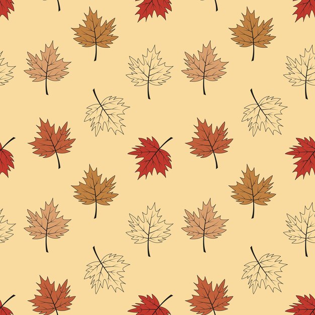 Las hojas de otoño con patrón sin costuras Ilustración vectorial Hojas multicolores de fondo