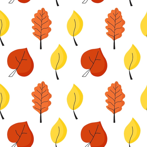 Hojas de otoño patrón sin costuras textil y texturas diseño coloridas hojas de roble