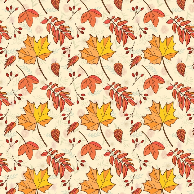 Hojas de otoño sobre un fondo amarillo