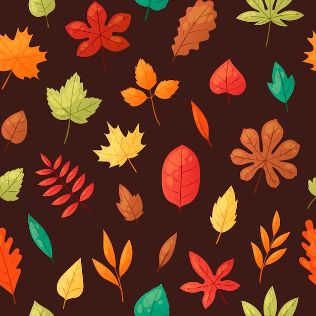 Las hojas de otoño tienen un patrón sin costuras.