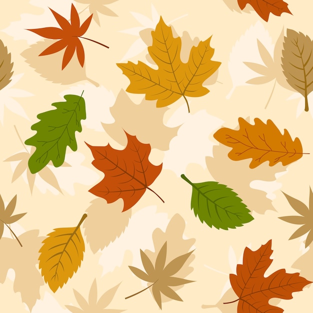 Las hojas de otoño tienen un patrón sin costuras.