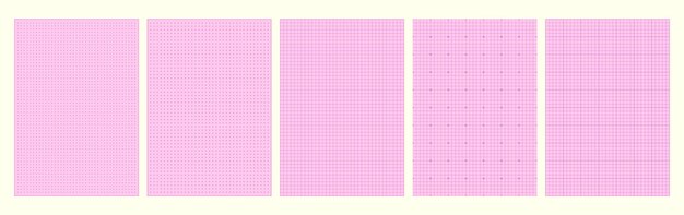 Hojas de papel gráfico de milímetros dispuestas en una pila ordenada que muestra un patrón de cuadrícula rosa suave para el dibujo y el diseño precisos