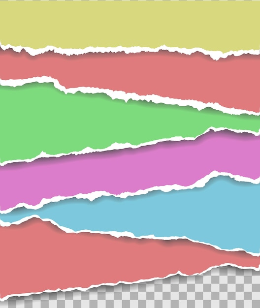 Hojas de papel rasgadas Juego de tiras de papel rasgado Ilustración vectorial