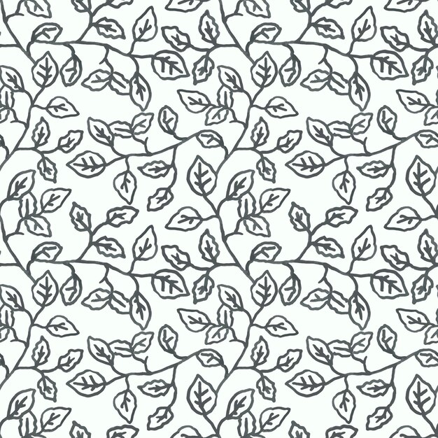 Hojas de patrón sin costuras para tela textil papel tapiz portada de álbum de recortes Vector fondo floral dibujado a mano en color gris pastel