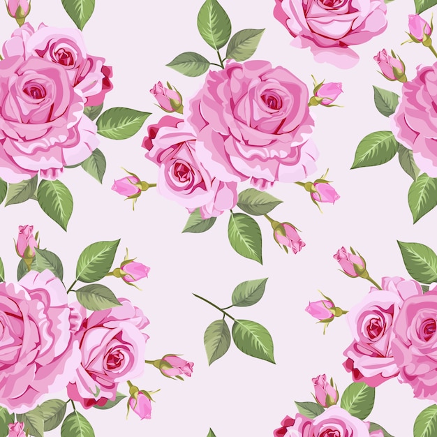 hojas de patrones sin fisuras y papel tapiz rosa vector