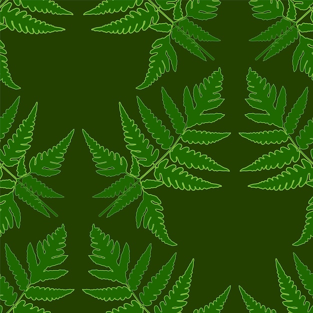 Vector hojas de plantas de bosque tropical de hierbas de fronda de helecho conjunto de patrones de papel de envoltura vectorial